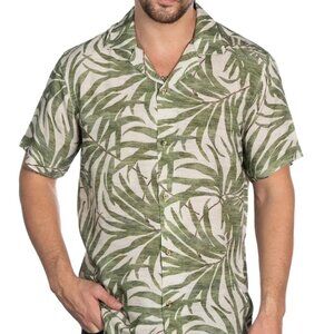 Mizumi Green/Tan Tropical Print Shirt